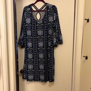 NWT-Bohemian Patterned Dress with Keyhole Back